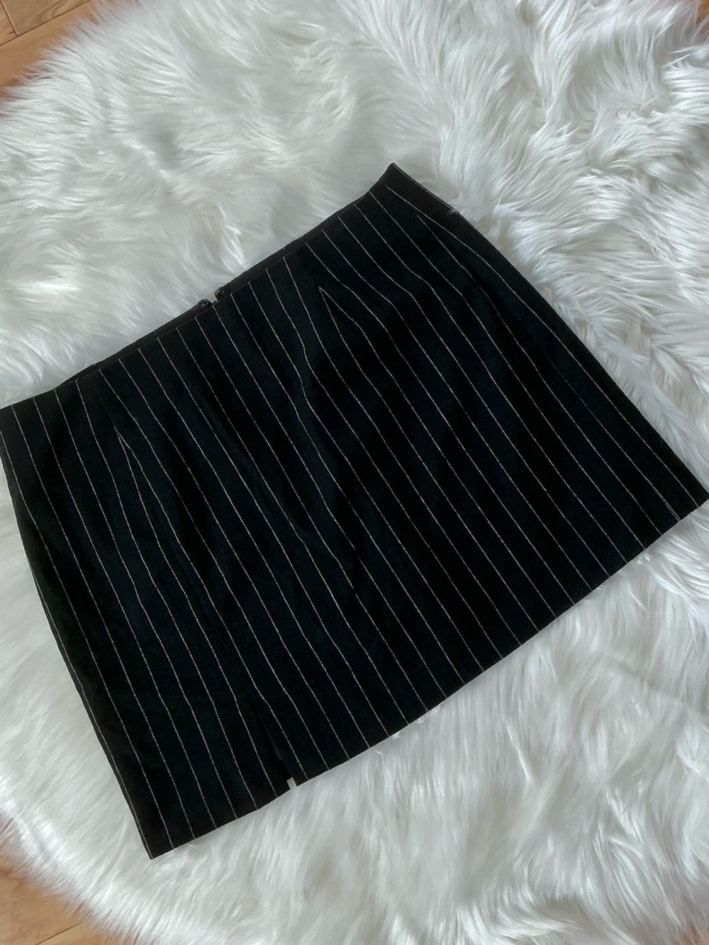 NWT Madewell Black Pinstripe Wool Blend Mini Skirt Size 8